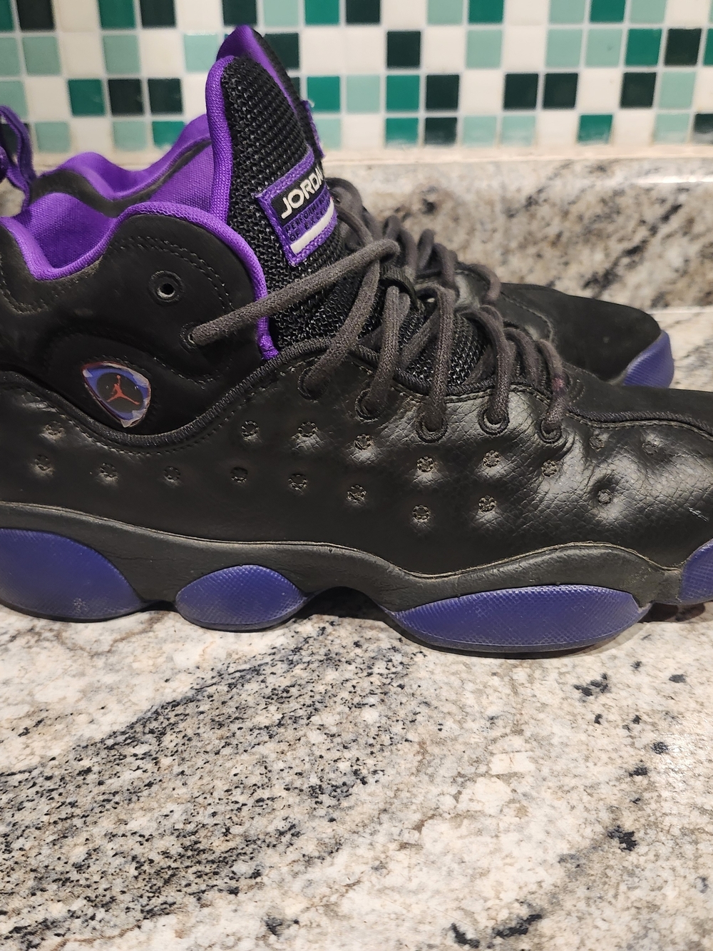 Jordan Kids' Black and Purple Basketball Shoes 7Y